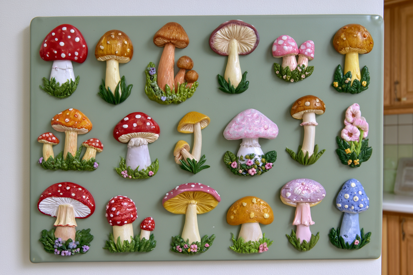 2. Cottagecore Mushroom Magnets