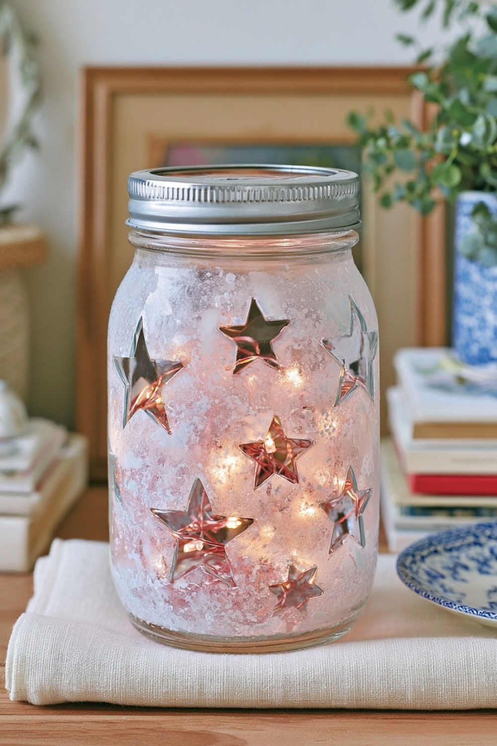 12. Mason Jar Star Cutout Light