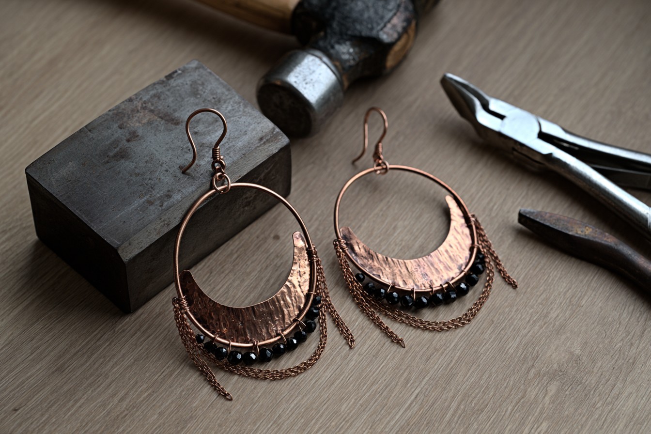 2. Hammered Crescent Moon Earrings