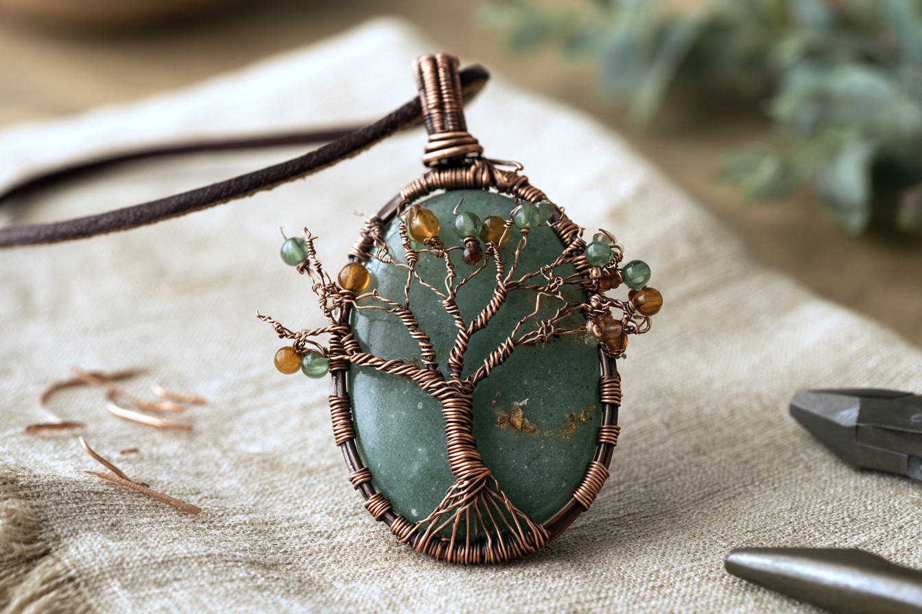 1. Natural Stone Forest Pendant