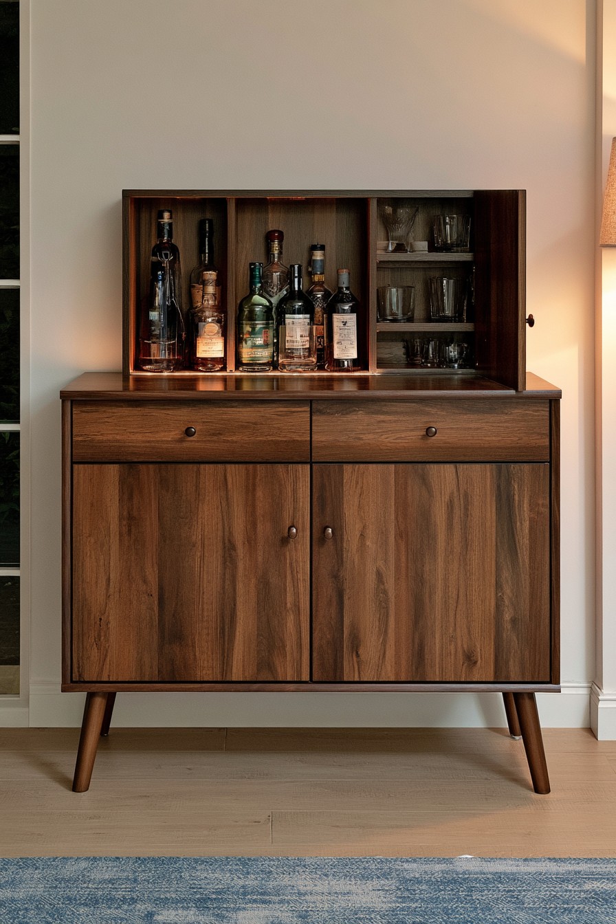 13. Create A Mid Century Inspired Liquor Cabinet