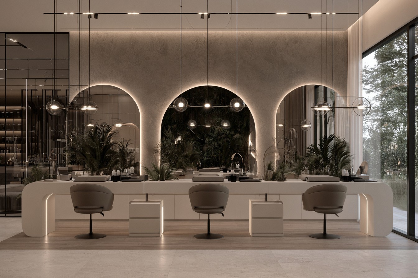 Dedicated manicure zone with practical salon workstations