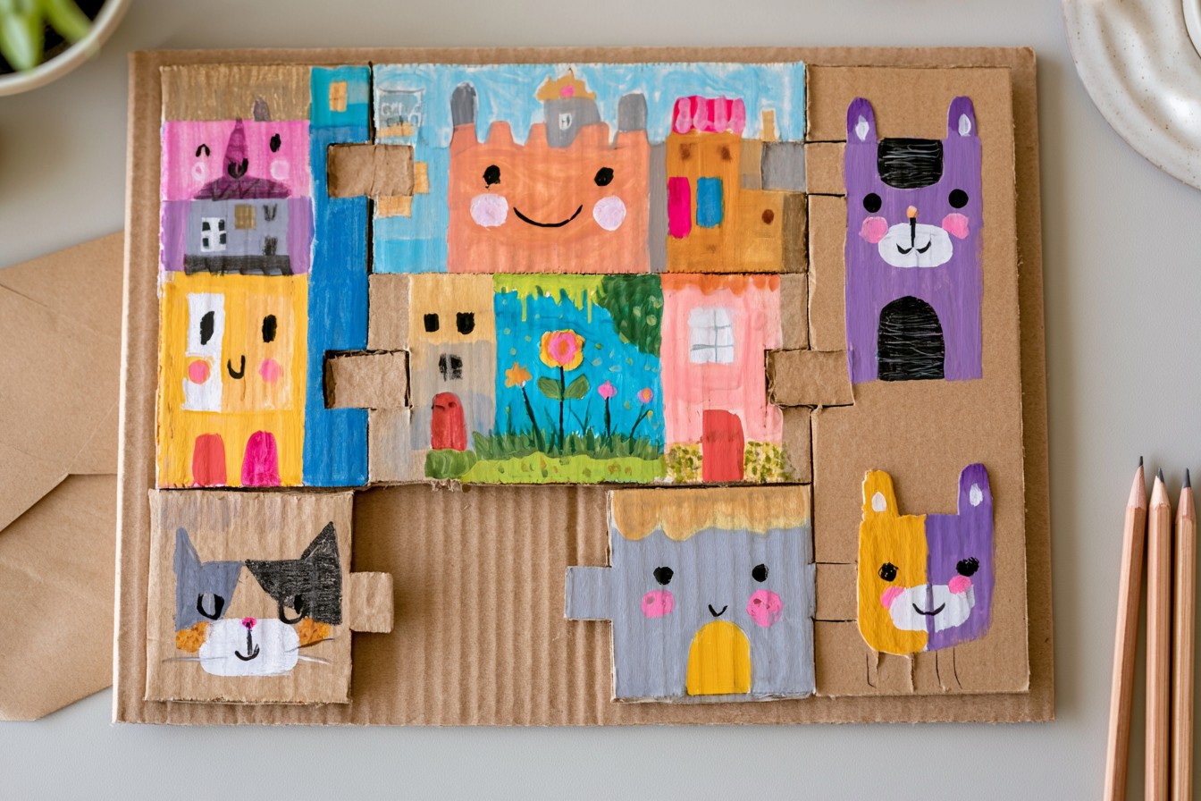 10. Make a Story Puzzle from Recycled Cardboard