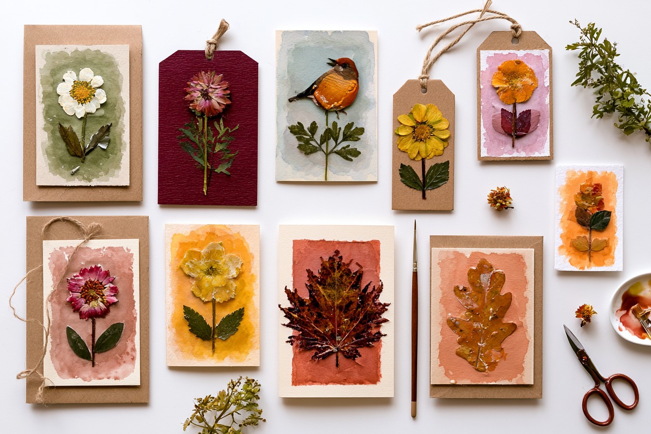 7. Make Handmade Leaf Greeting Cards and Gift Tags