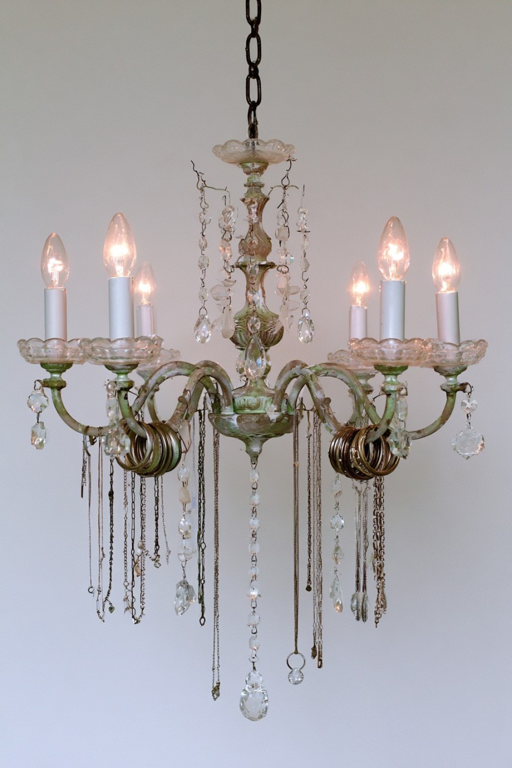 3. Repurpose A Chandelier Frame As A Jewelry Organizer