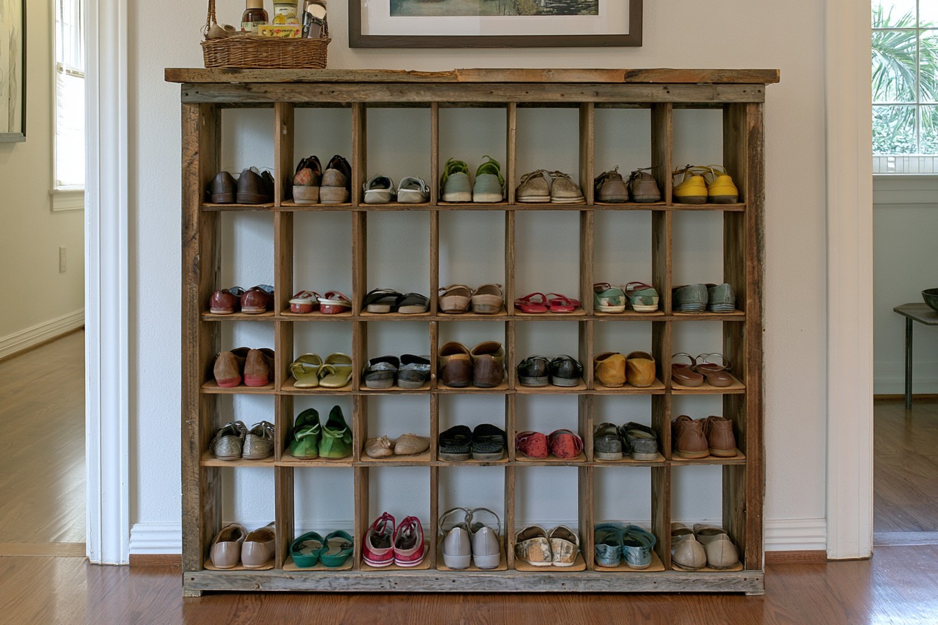 7. Arrange Flats In An Entryway Shoe Grid