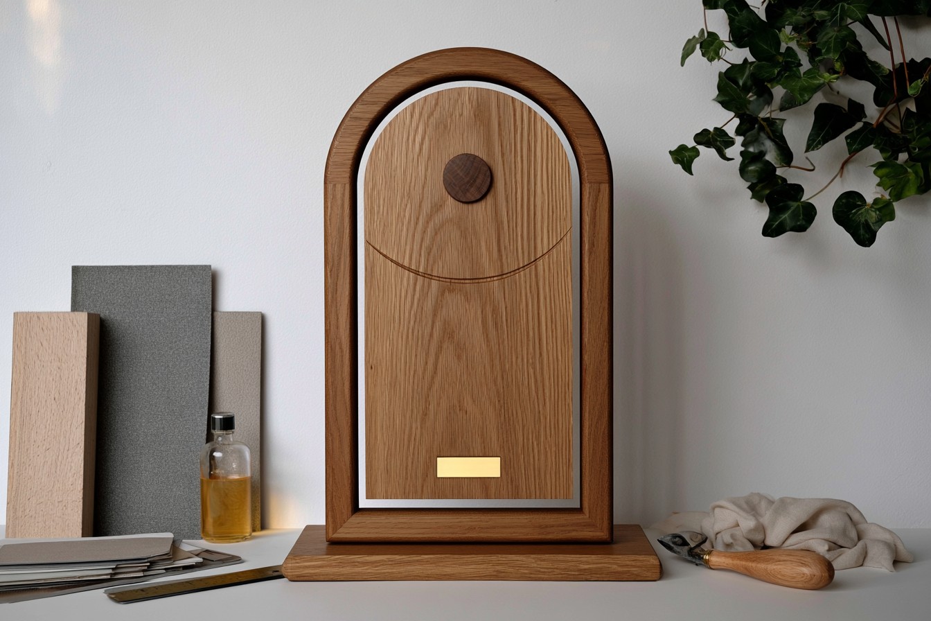 8. Minimalist Arched Wooden Award