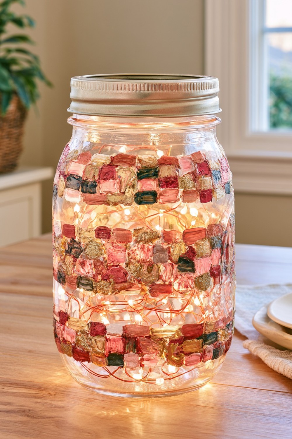 10. Metallic Accent Mason Jar Light