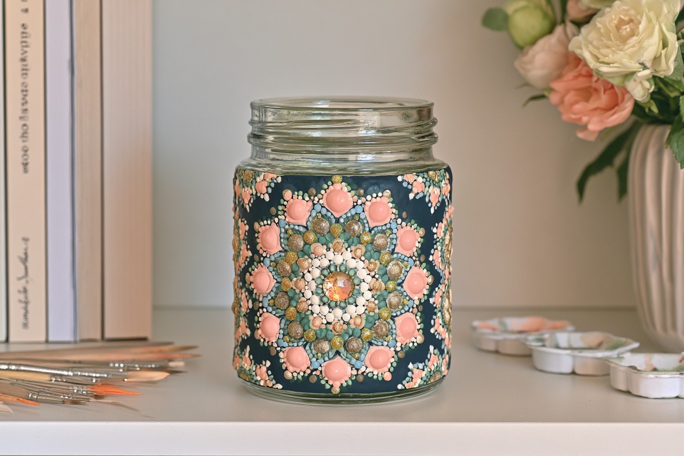 12. Dot Painted Mandala Jar