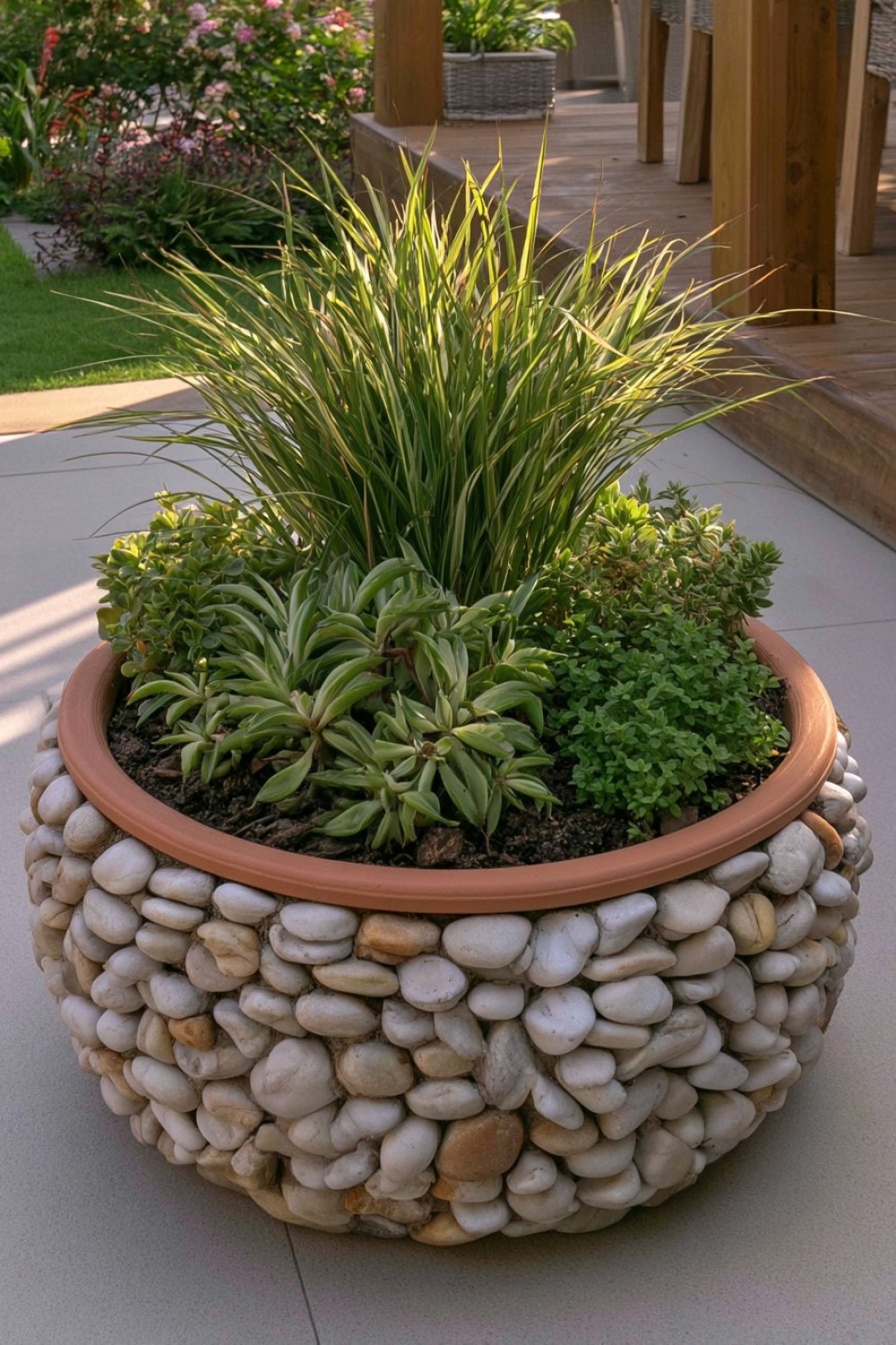 12. Create A Pebble Covered Plant Pot