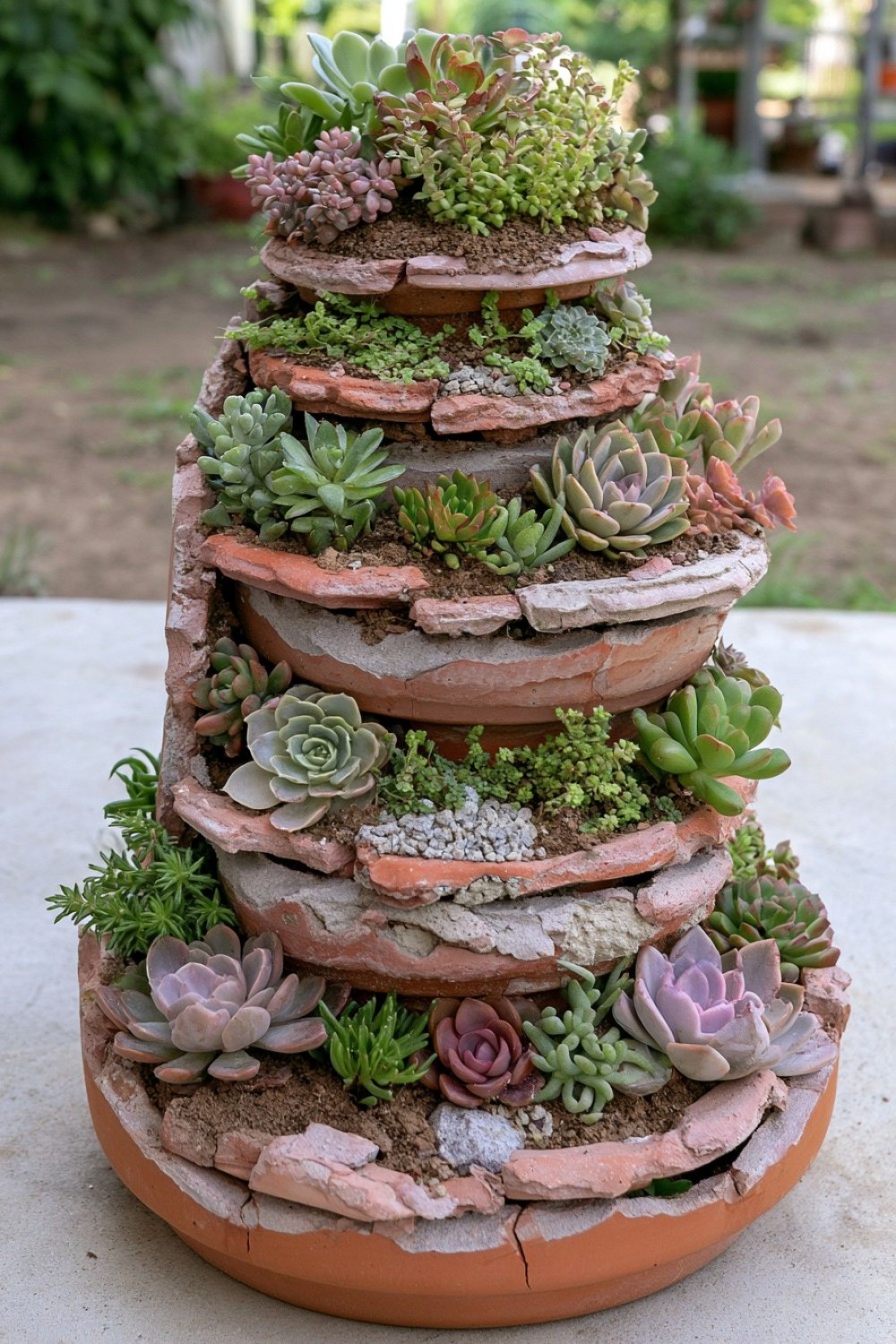 1. Create A Tiered Succulent Garden