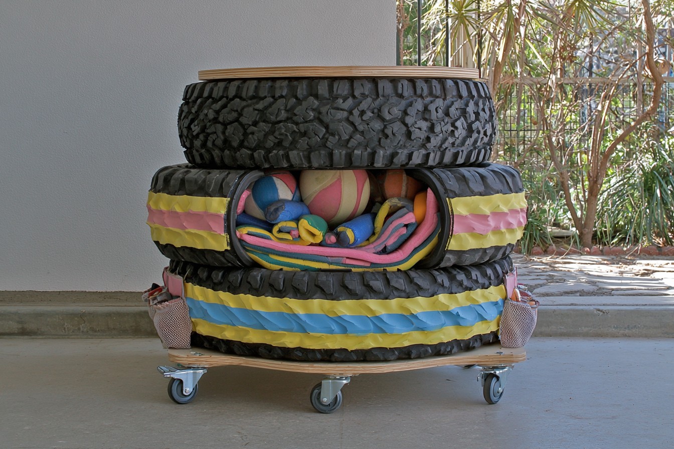 8. Stack Tires Into A Garage Equipment Caddy