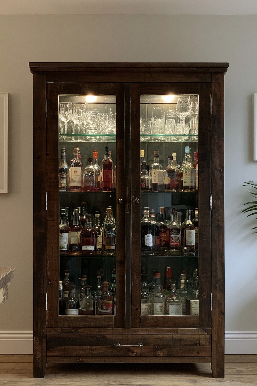 9. Create A Glass Front Display Liquor Cabinet