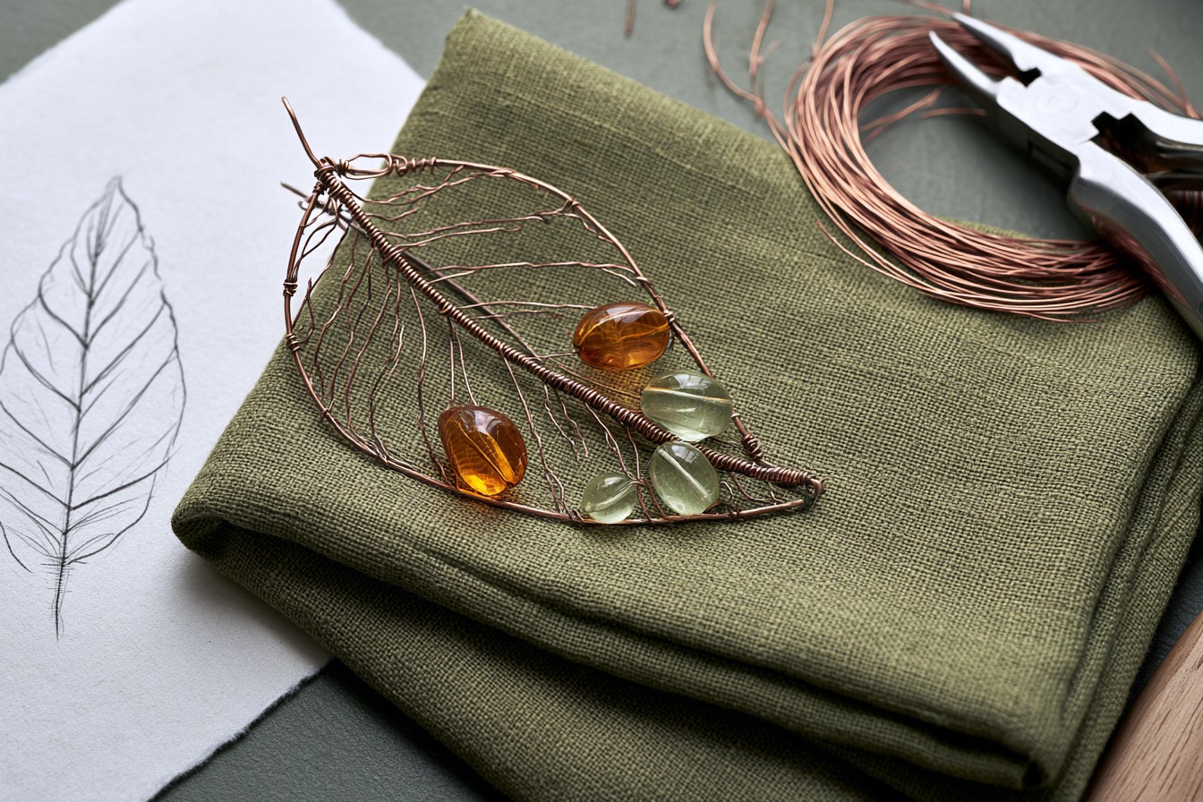 5. Botanical Copper Leaf Brooch