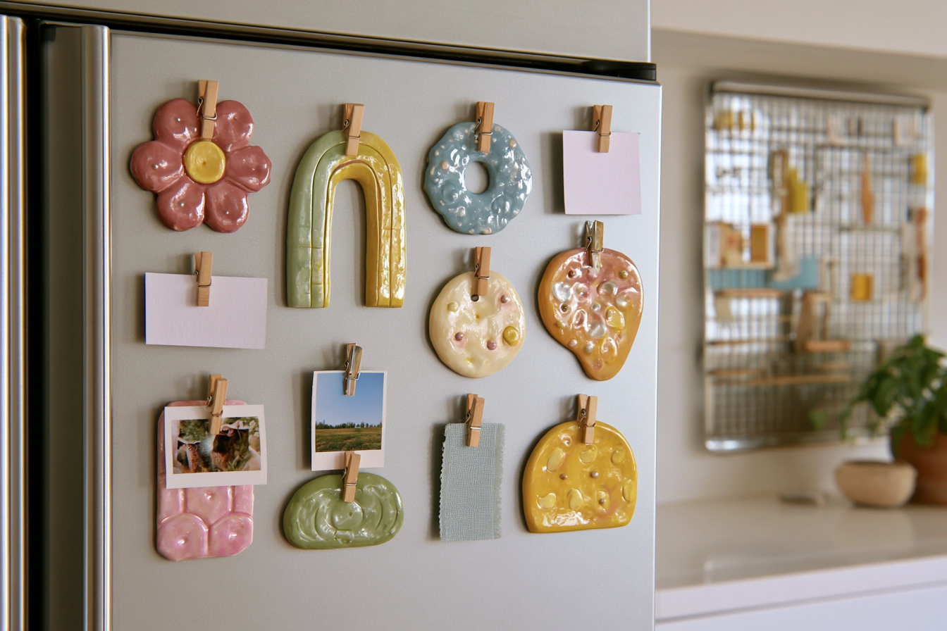 12. Functional Clay Note Holder Magnets