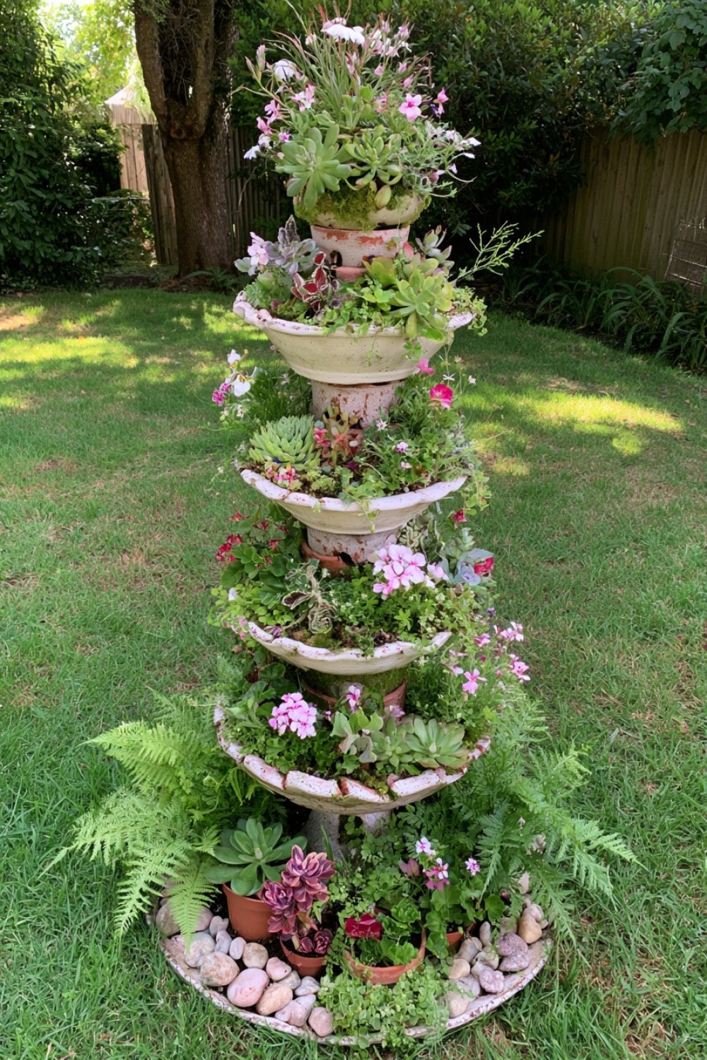17. Broken Pot Flower Tower