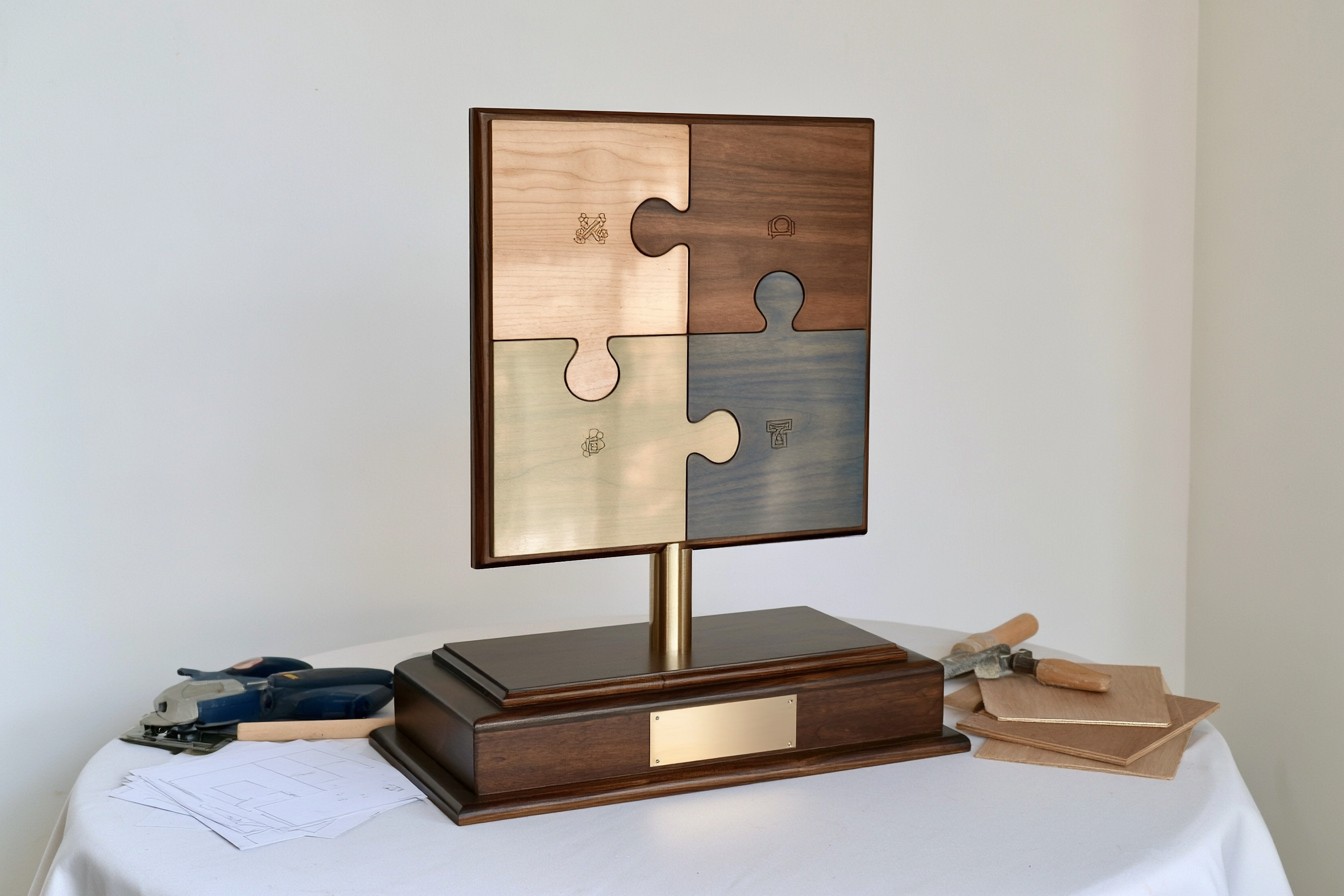 3. Wooden Puzzle Teamwork Trophy