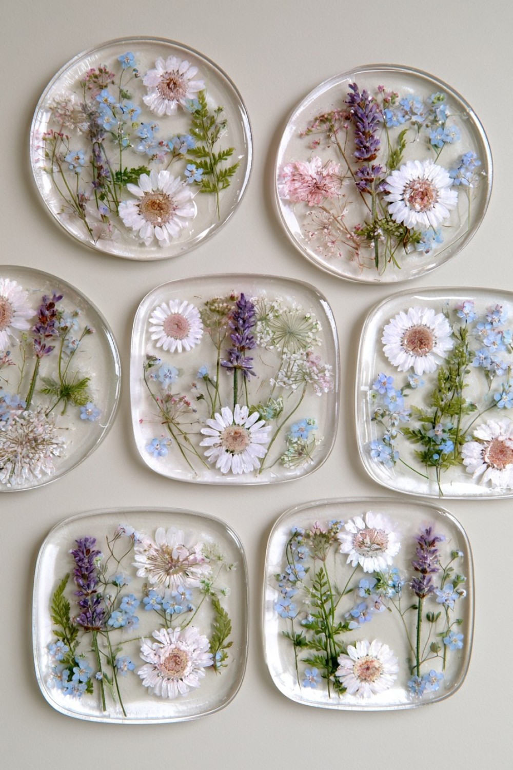 1. Pressed Flower Resin Coasters