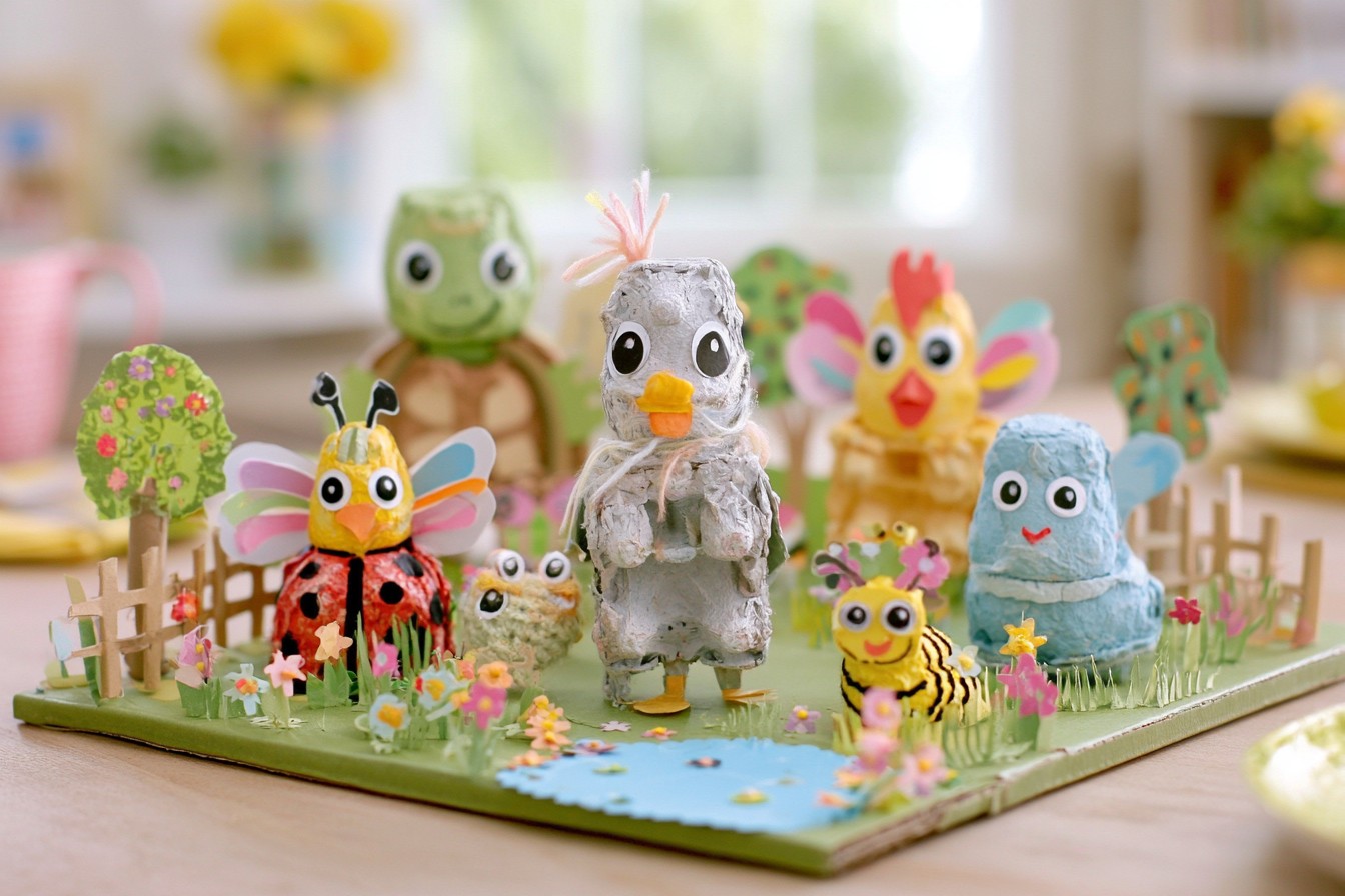 3. Create a Mini Animal Garden from Egg Cartons