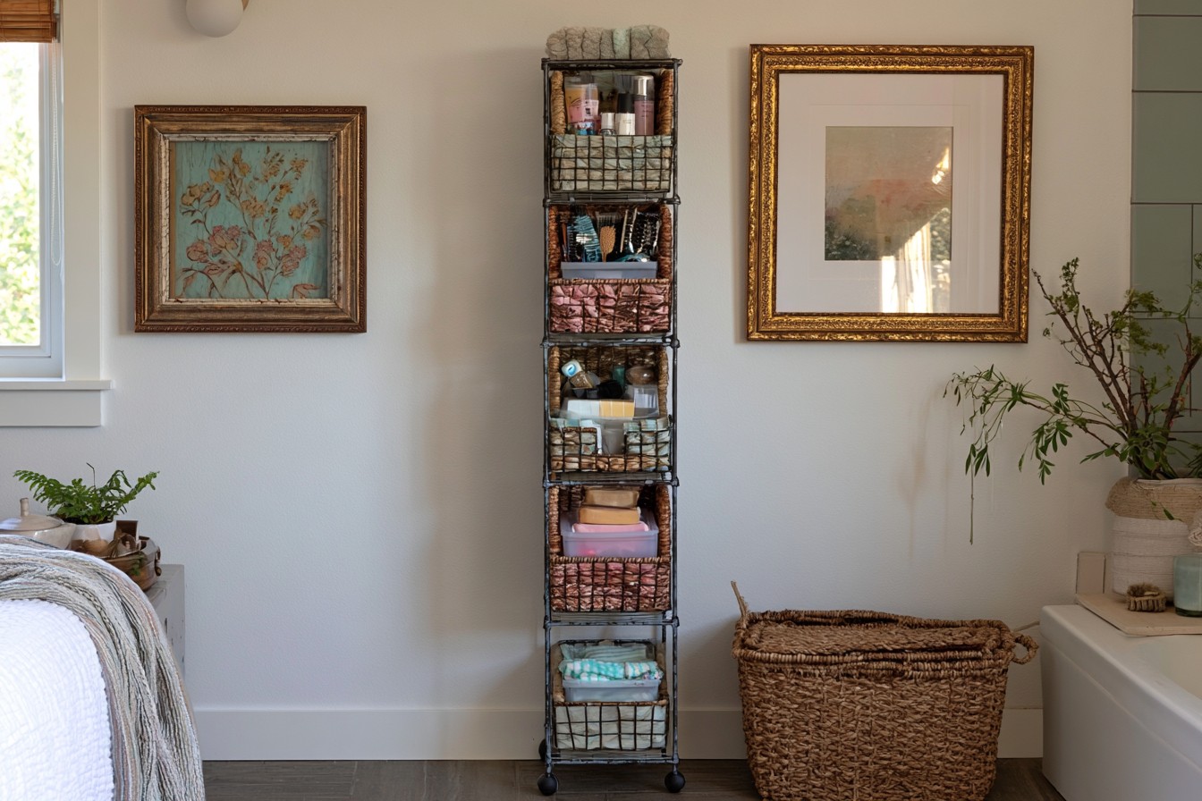 11. Design A Bathroom Toiletry Basket Tower