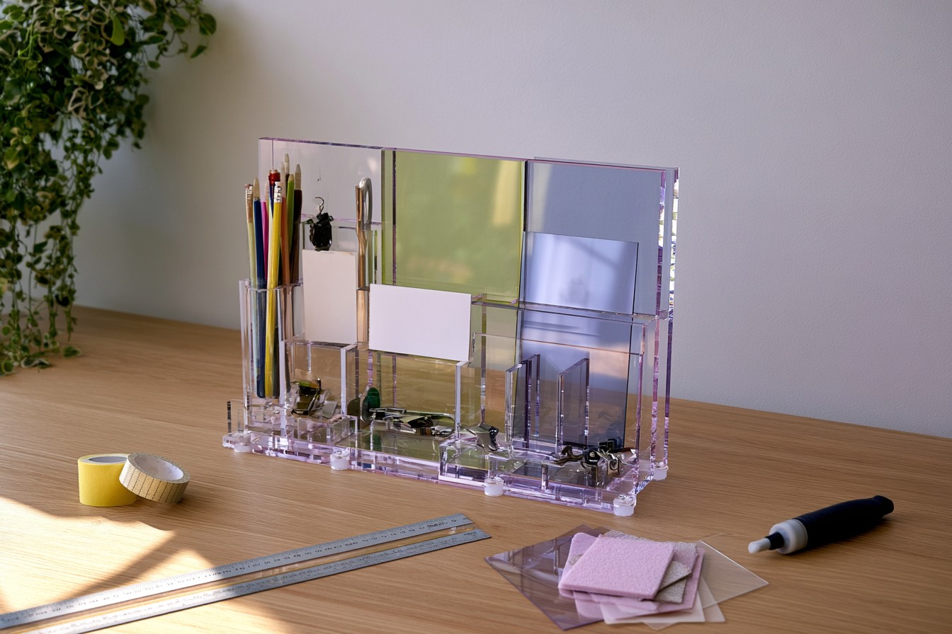 2. Modular Acrylic Desk Organizer