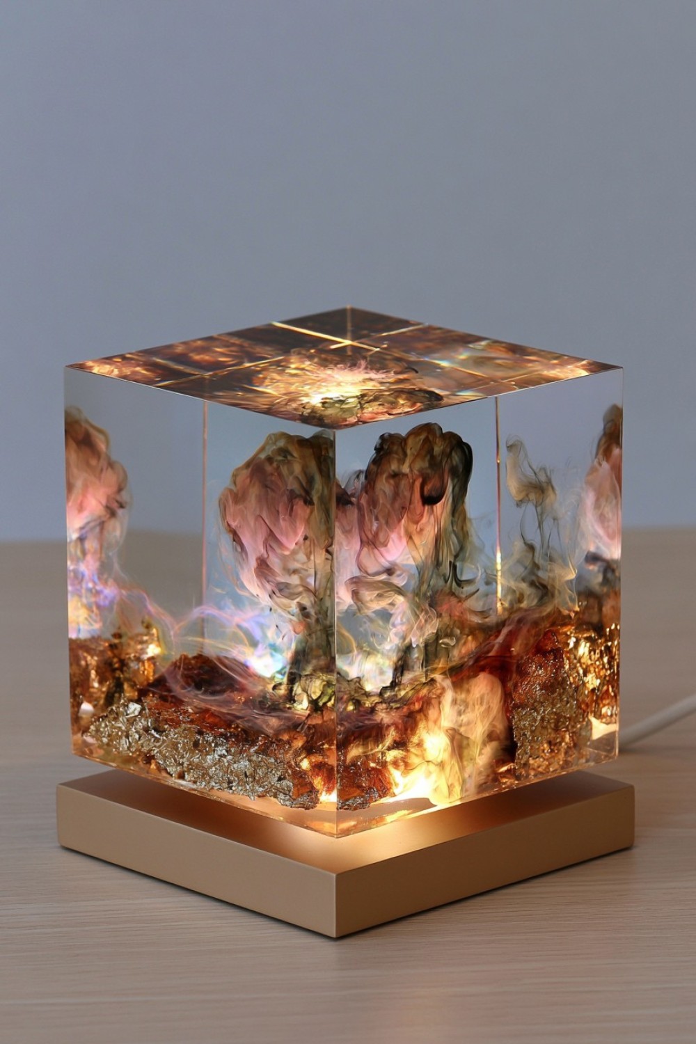 7. Smoky Resin Cube Lamp Ultra