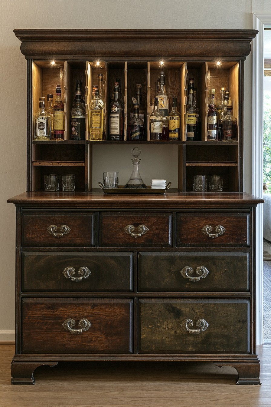 1. Transform An Old Dresser Into A Liquor Cabinet