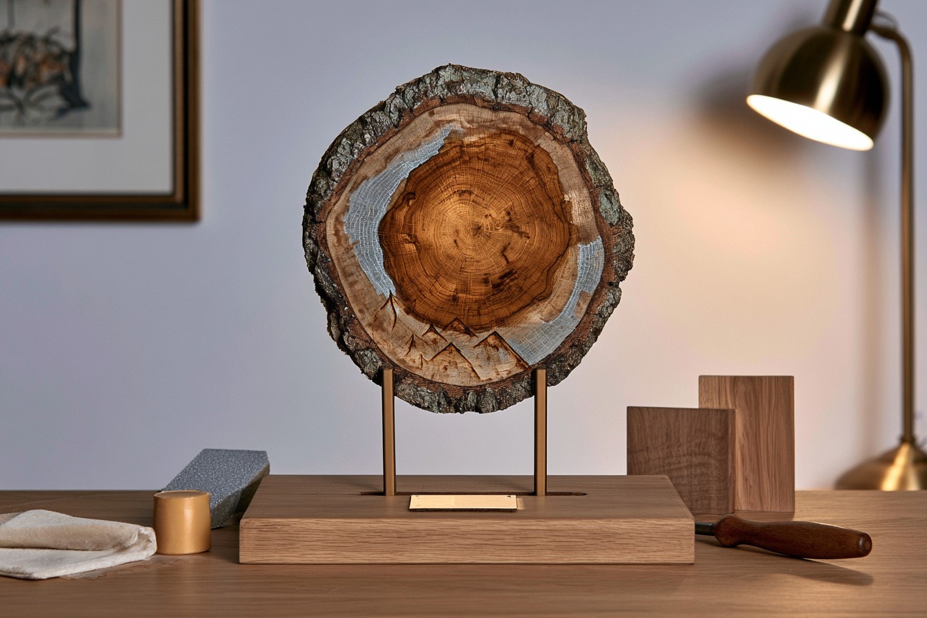 2. Rustic Natural Tree Slice Award