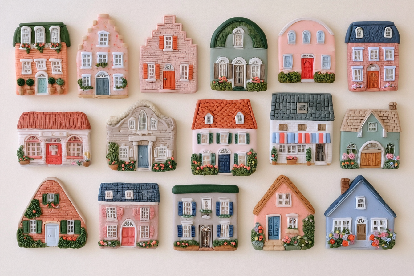 9. Miniature Colorful House Magnets