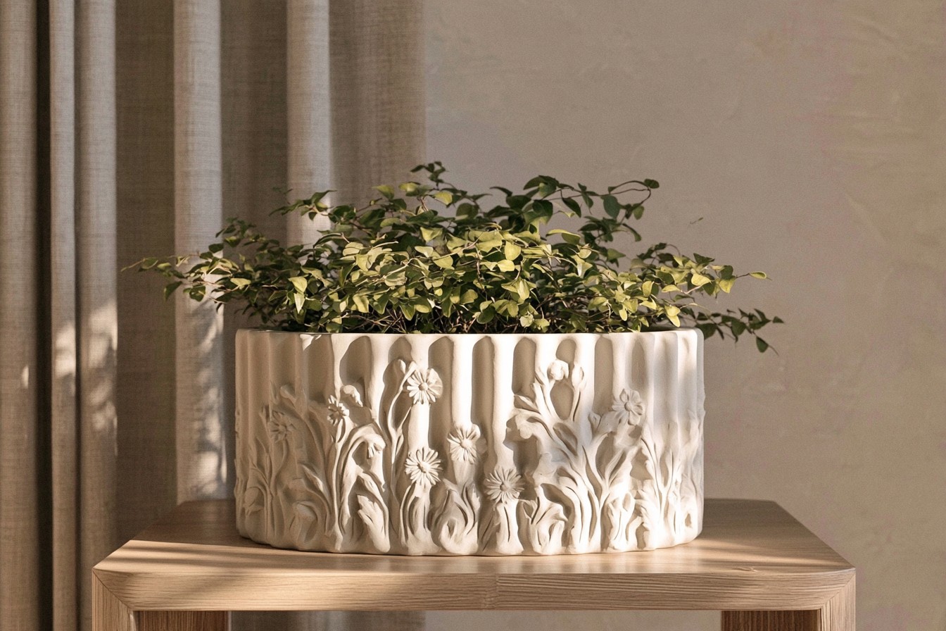 8. Textured Plaster Planter Cover
