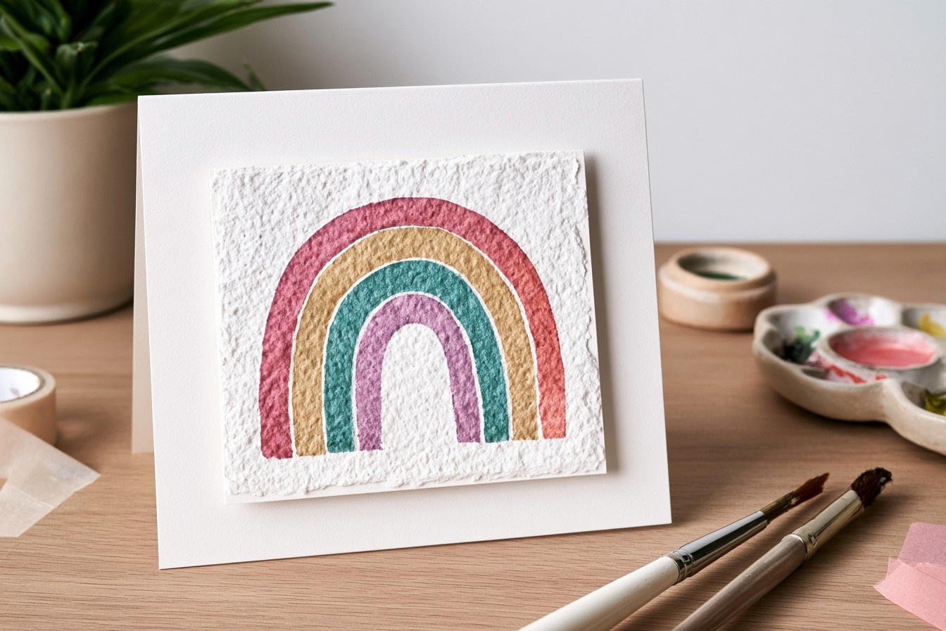 8. Watercolor Rainbow Birthday Card
