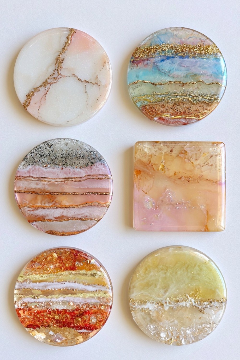 6. Marble Effect Resin Coasters