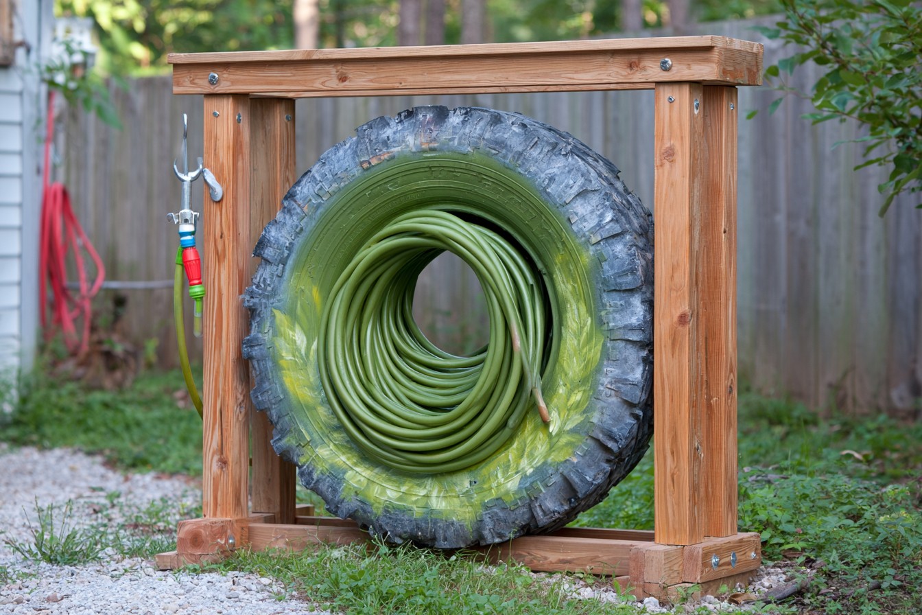 9. Build A Compact Garden Hose Station