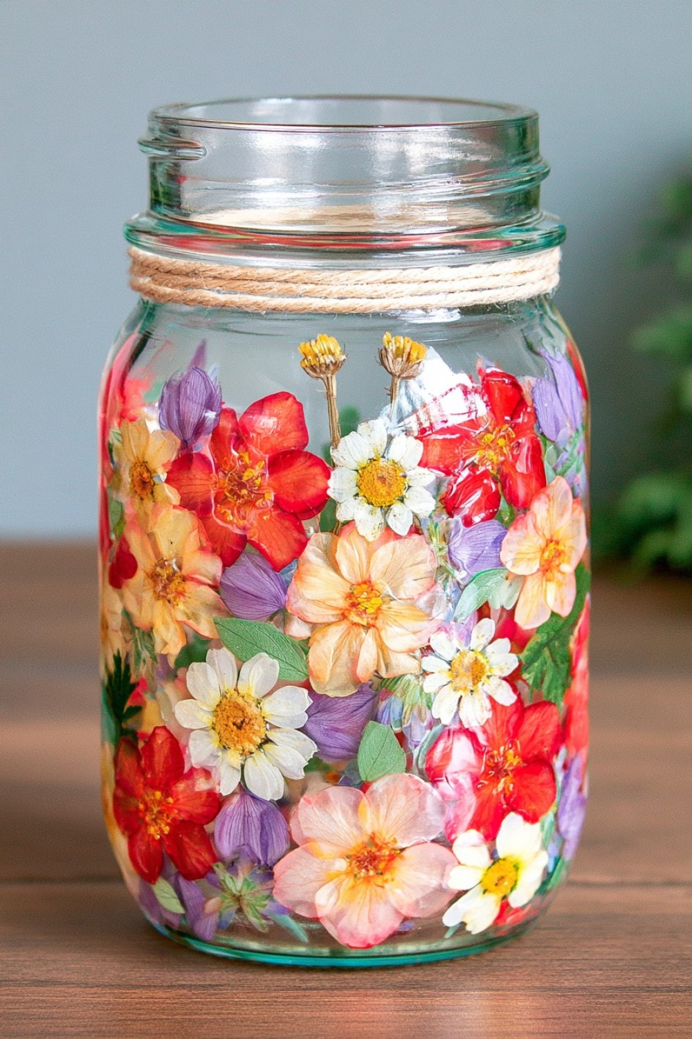 1. Pressed Flower Mini Jar Display