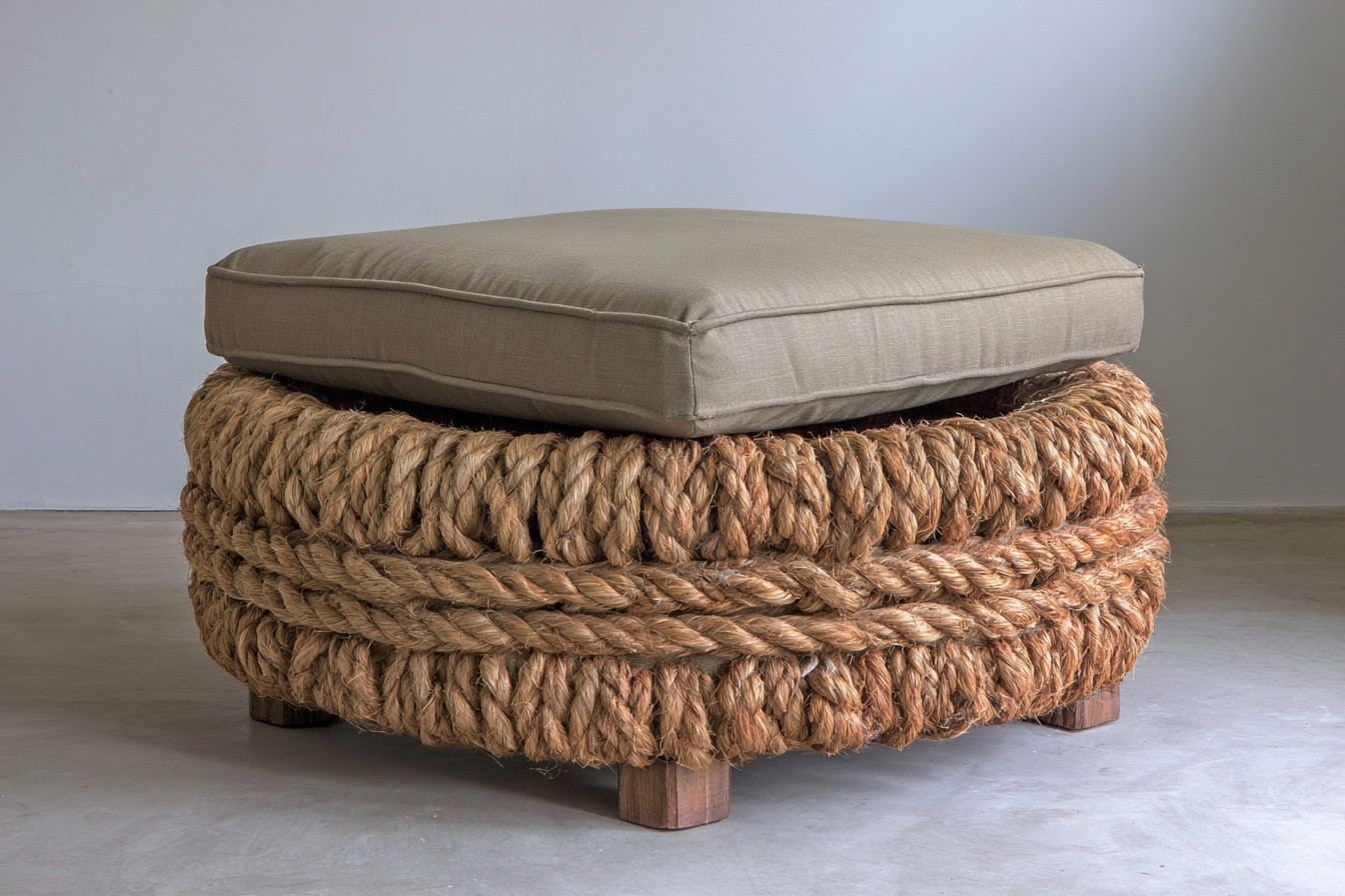1. Wrap A Tire Into A Textured Storage Ottoman