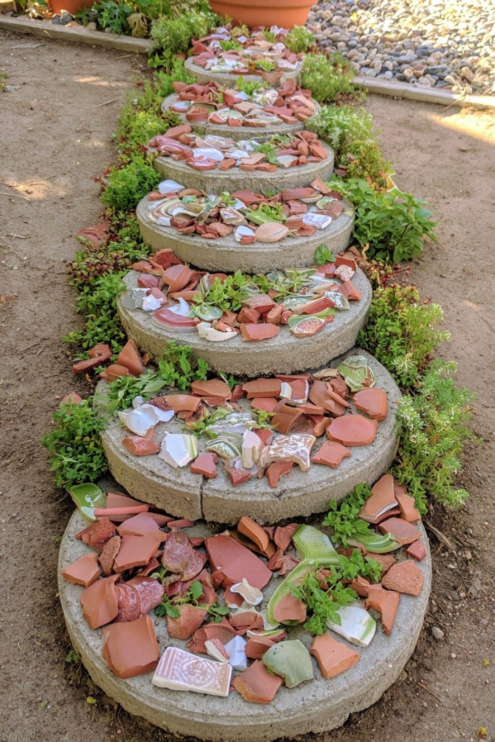 11. Turn Pot Shards Into Mosaic Stepping Stones
