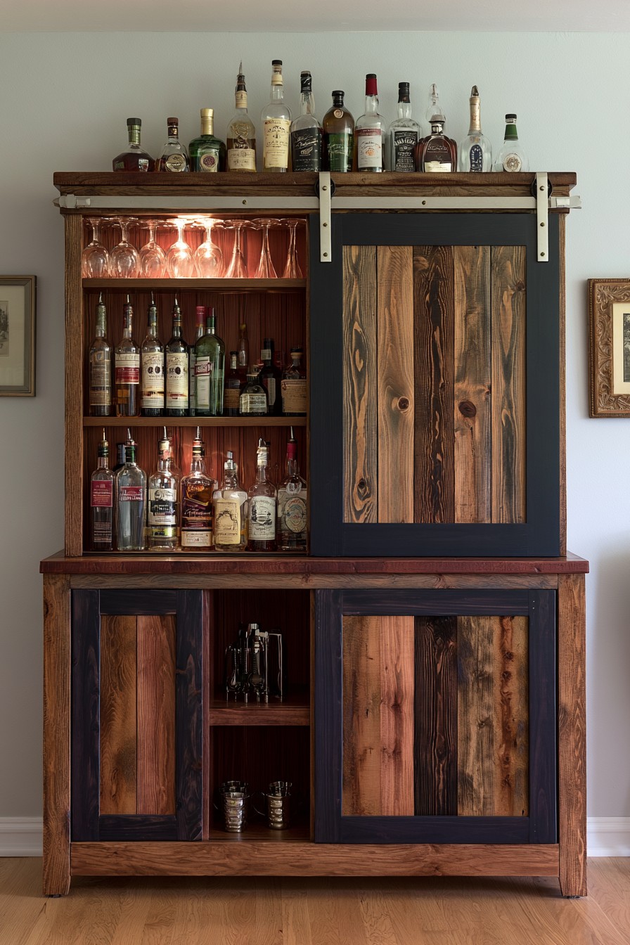 10. Build A Sliding Door Liquor Cabinet