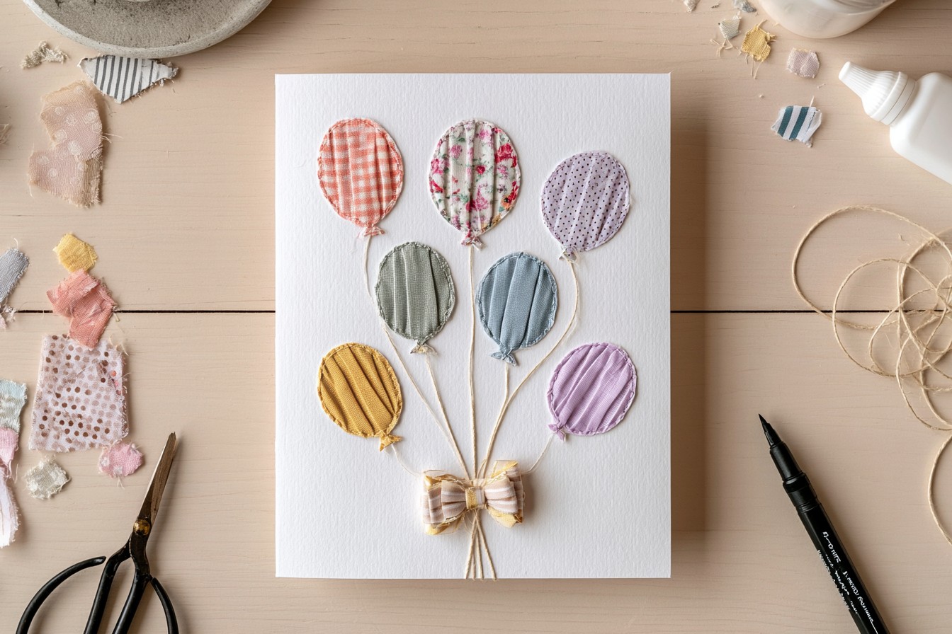 5. Fabric Appliqué Balloon Card