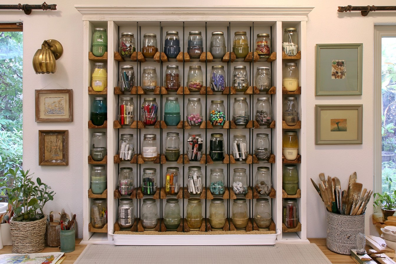 8. Display Craft Paint In Clear Containers