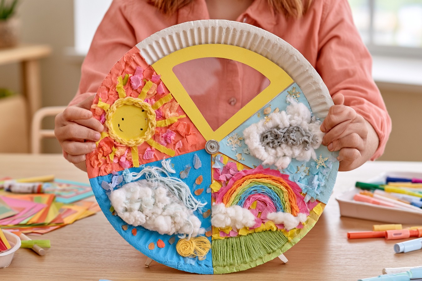 2. Make a Spinning Weather Wheel from Paper Plates