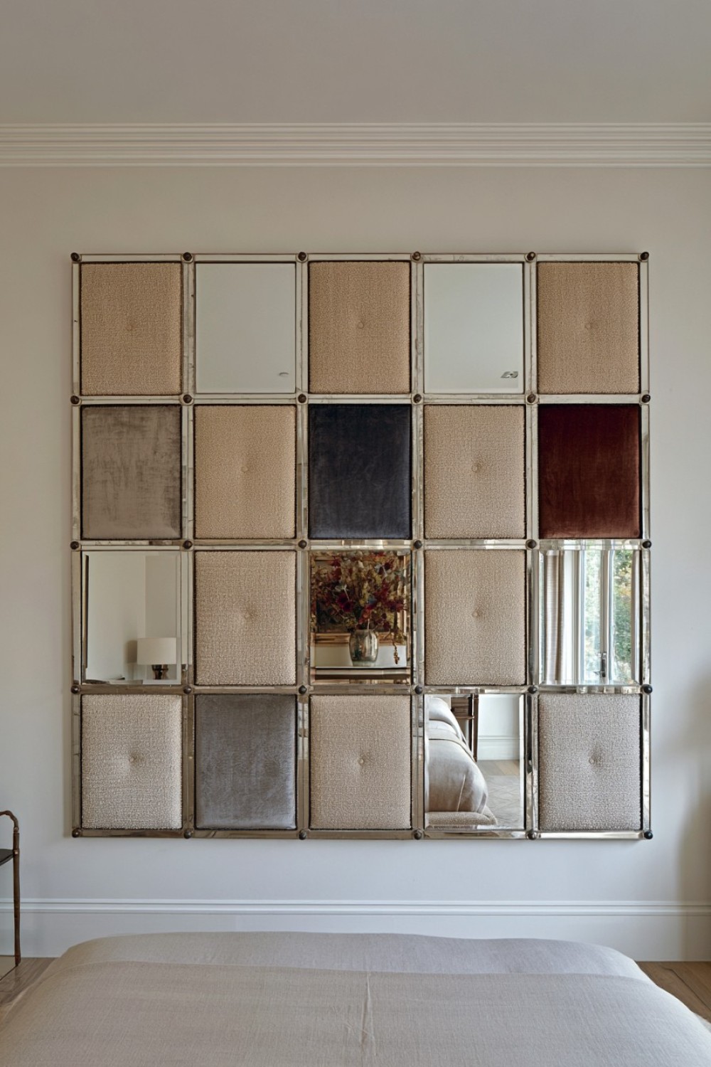10. Mirror And Upholstery Panel Headboard