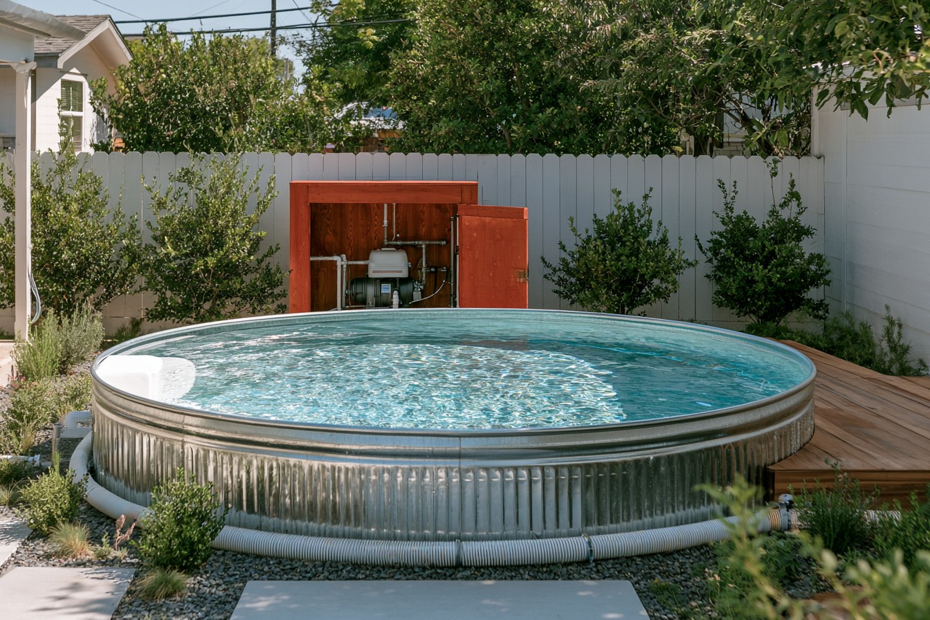 Pool filter and pump selected for a measured stock tank water volume