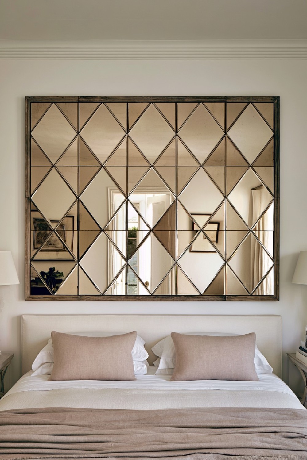 4. Geometric Mirror Tile Headboard