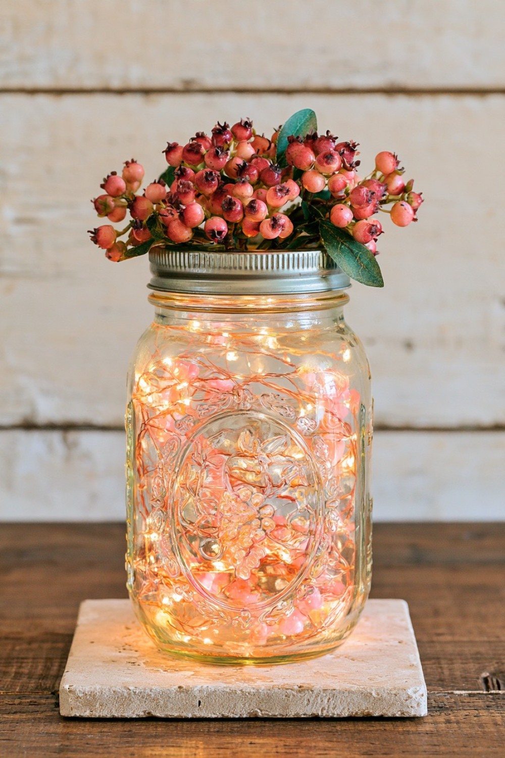 14. Seasonal Berry Mason Jar Light