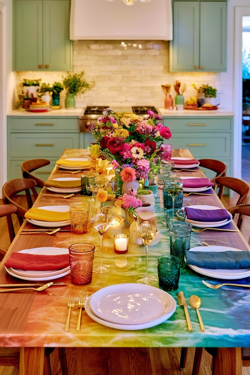 18. Muted Rainbow Table For A Sophisticated Interior