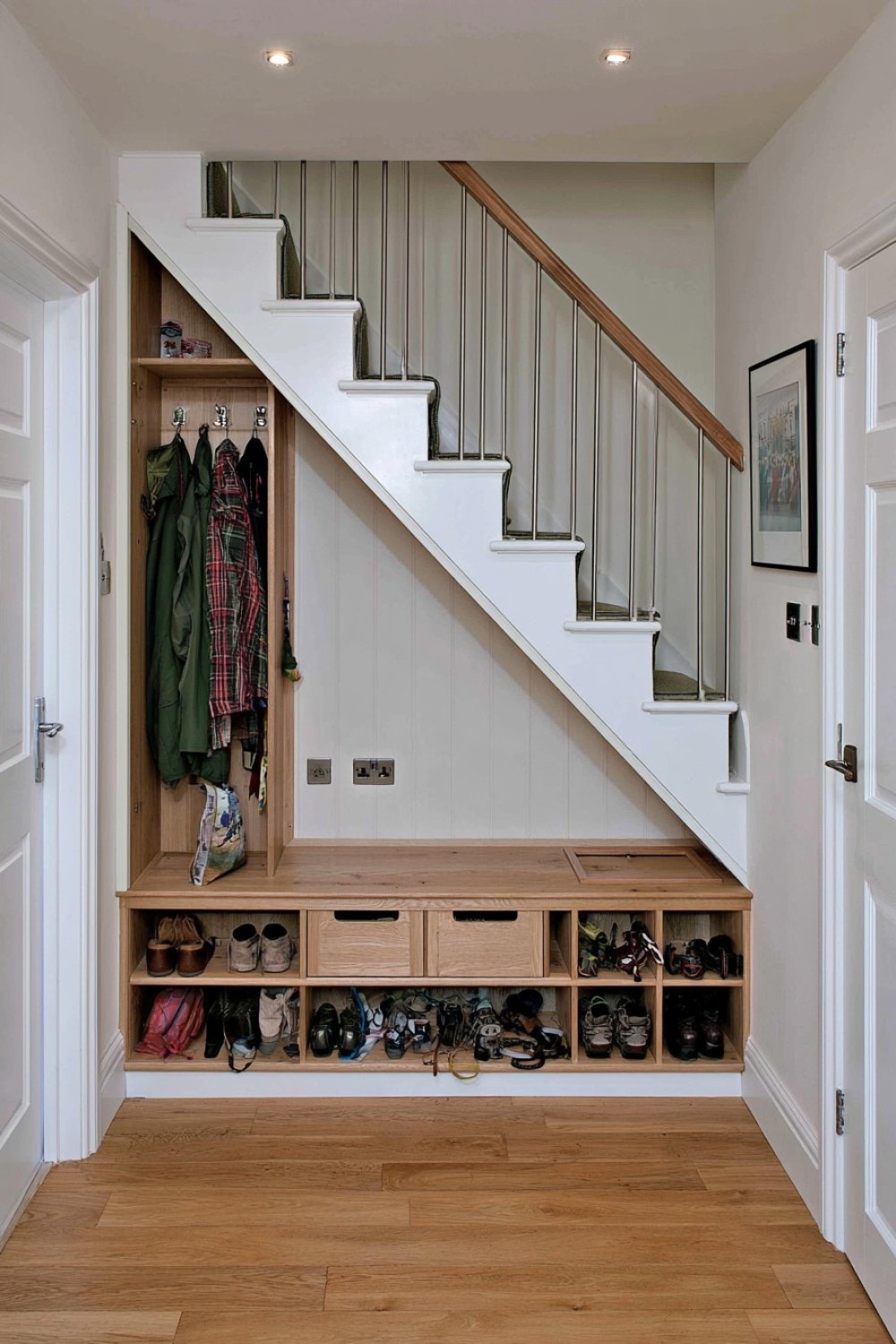 13. Single Wall Under Stairs Mudroom
