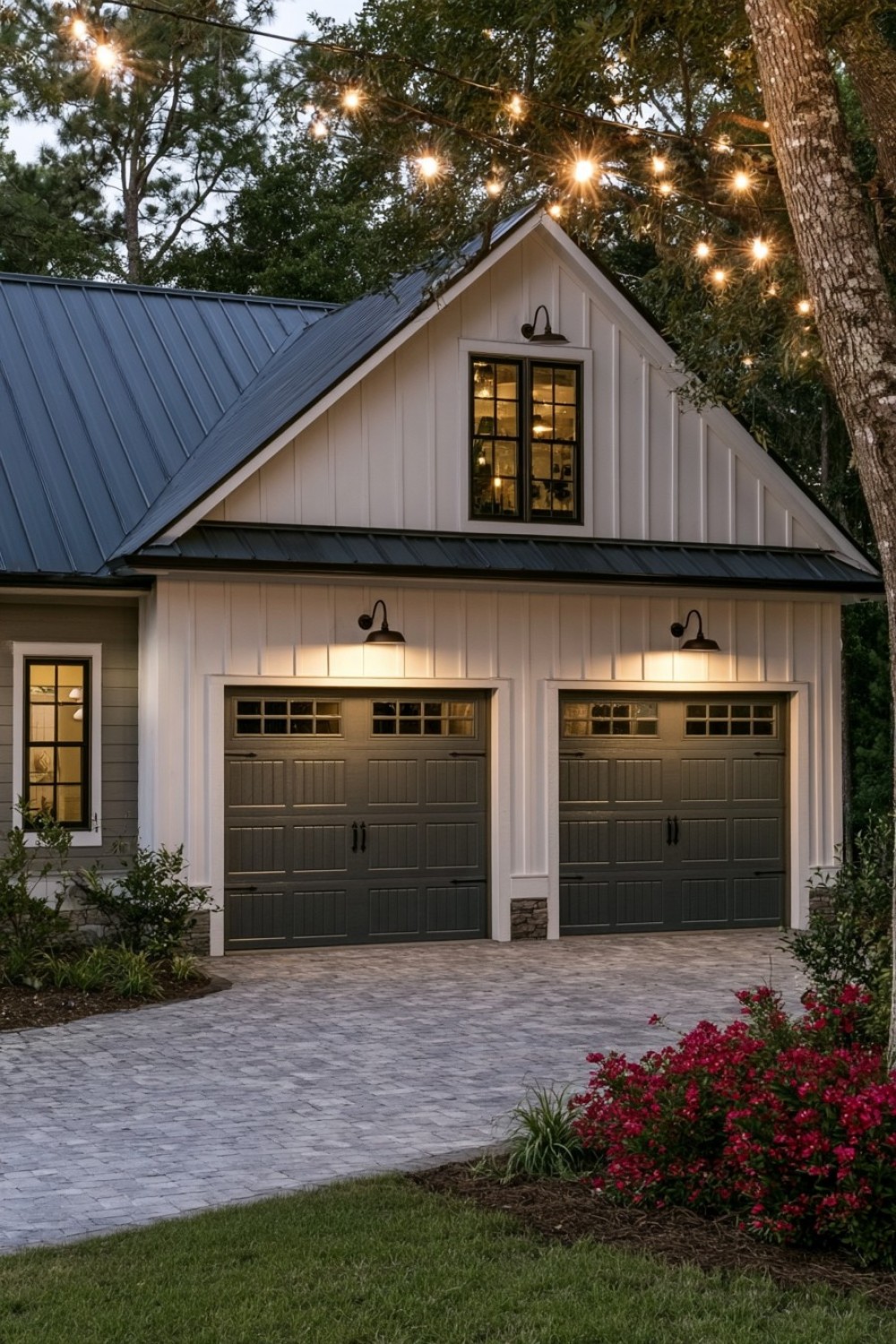 3. Downward Barn Lights Above Garage Doors