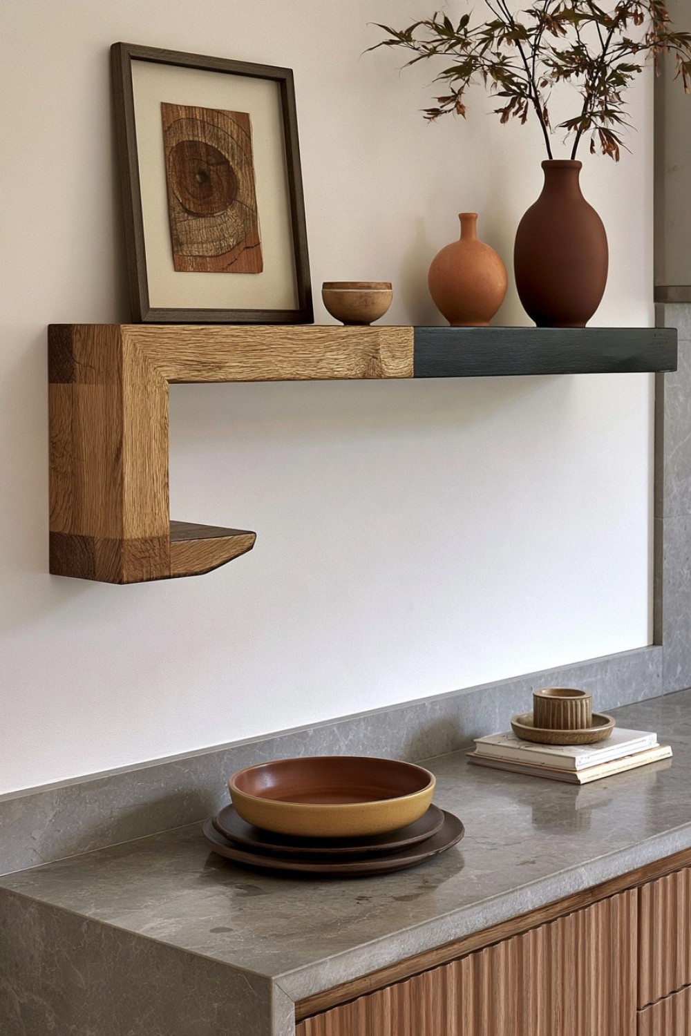 14. Wooden Shelf Bracket With Thin Brass Inlay