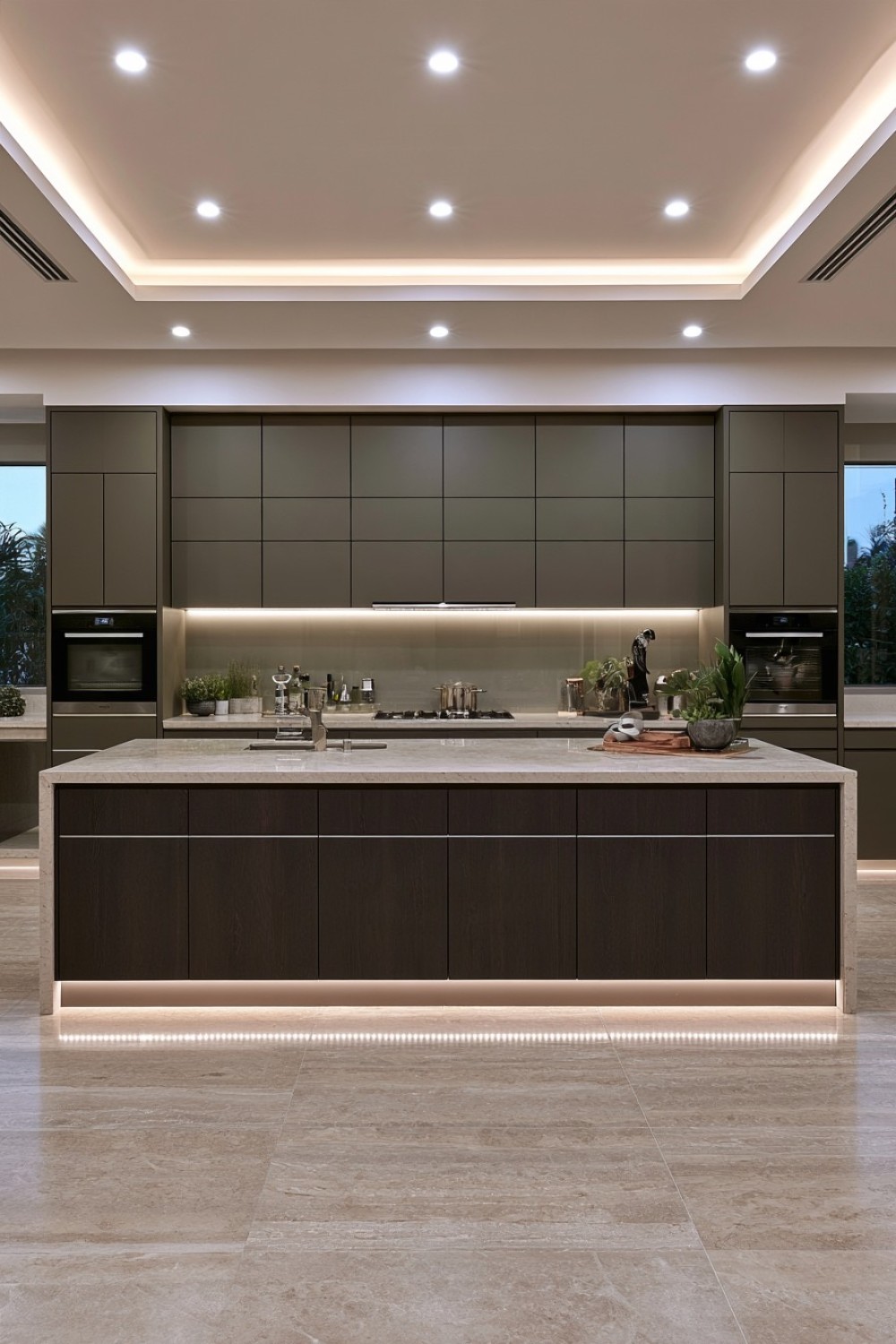 5. Floating Kitchen Island With Toe Kick Lighting