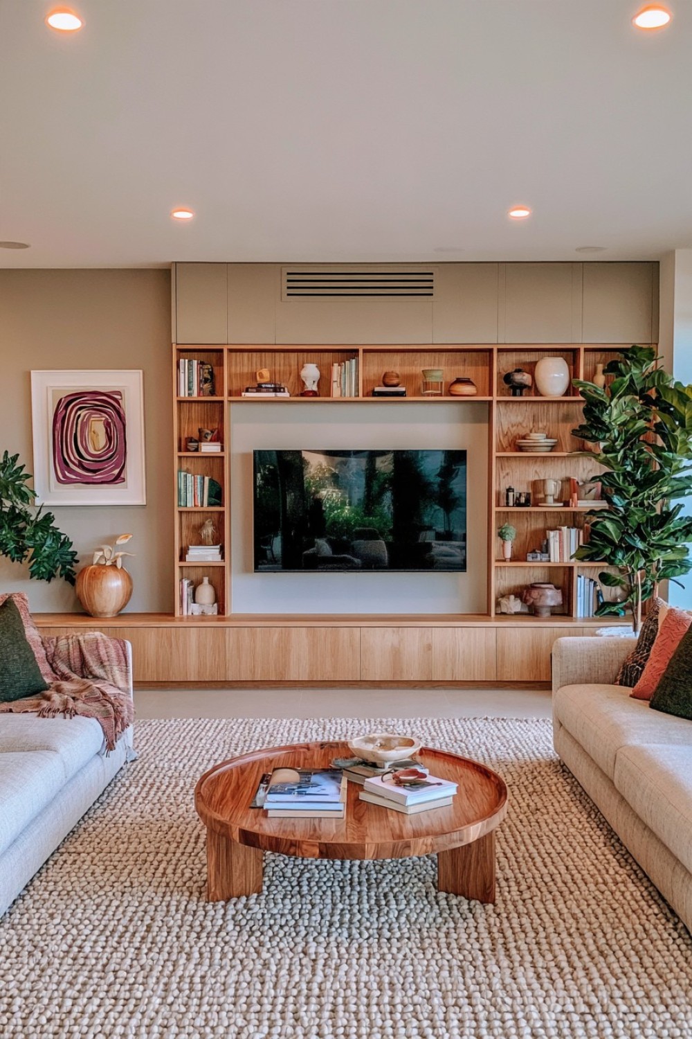 2. Television Storage Wall With Integrated Apartment Organization